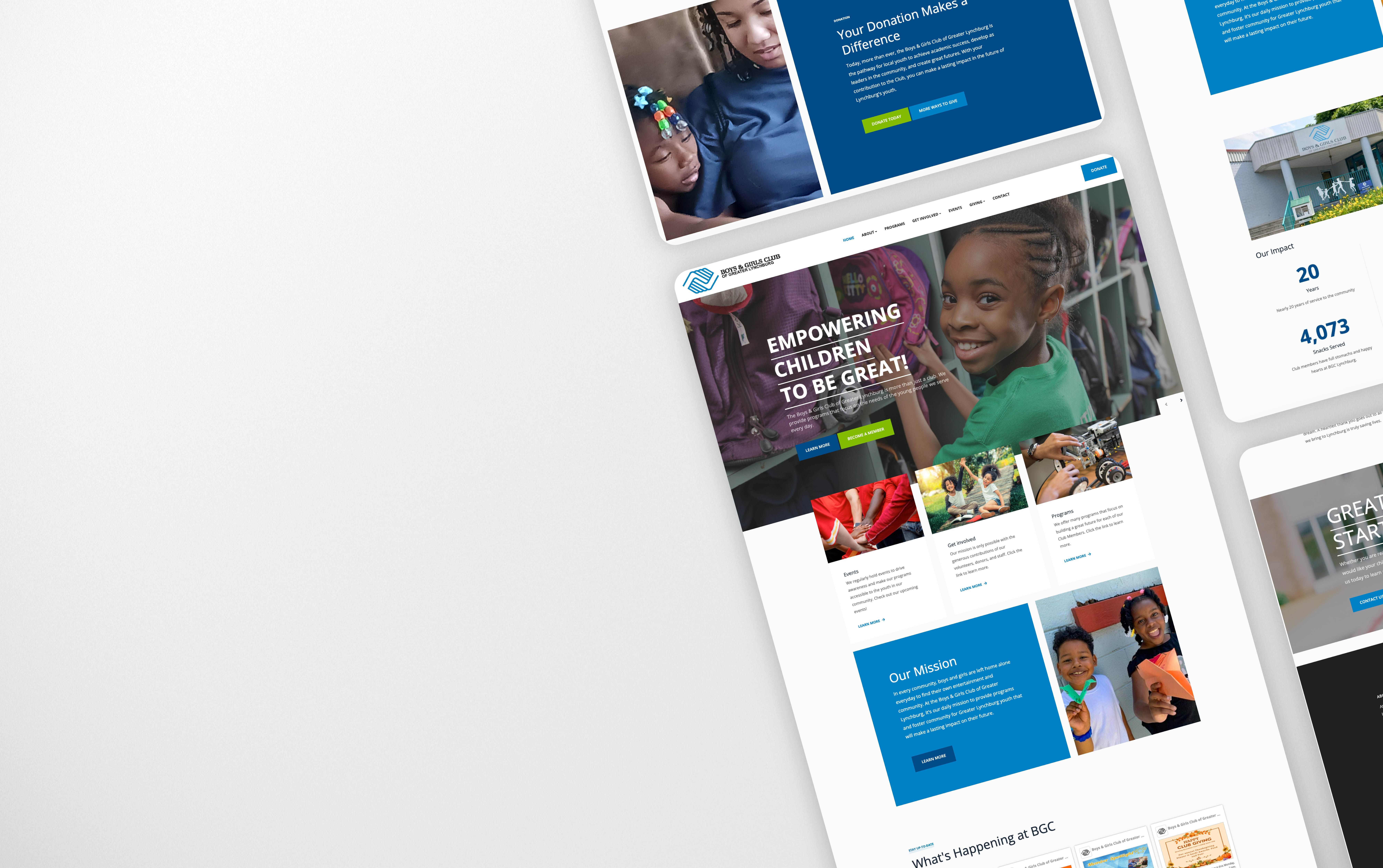 boys and girls club website screenshots from web developers stimulus advertising